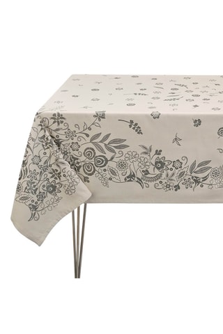 Mantel rectangular de lino - Beige y gris - 175 x 195 cm