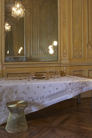 Mantel de lino Haute Couture - Blanco