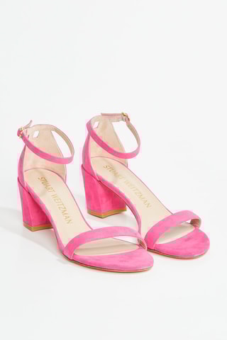 Sandalias de piel caprina nobuk de tacón Simple - Rosa