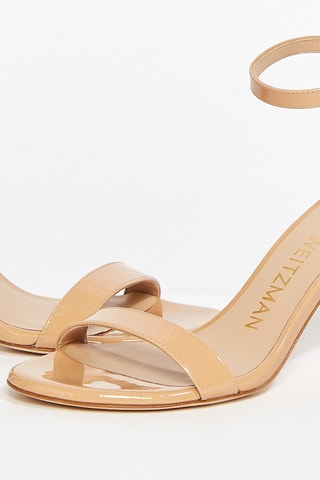 Sandalias de piel bovina de charol de tacón Nearly - Nude