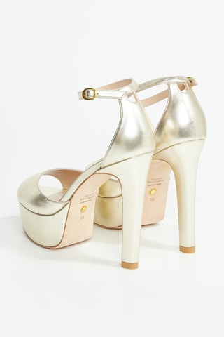 Sandalias de piel caprina de tacón Discoplatform - Dorado