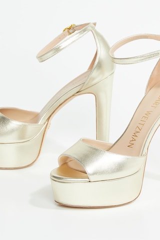 Sandalias de piel caprina de tacón Discoplatform - Dorado