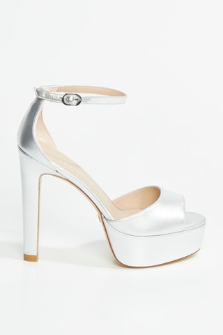 Sandalias de piel caprina de tacón Discoplatform - Plateado