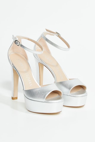 Sandalias de piel caprina de tacón Discoplatform - Plateado