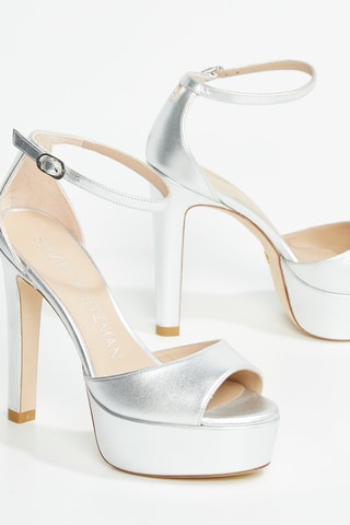 Sandalias de piel caprina de tacón Discoplatform - Plateado