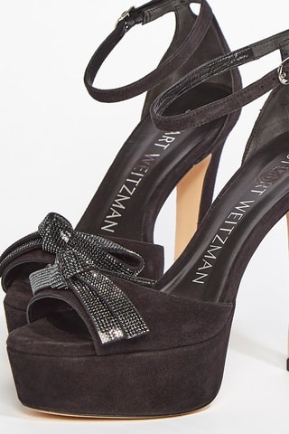 Sandalias de piel caprina nobuk de tacón - Negro