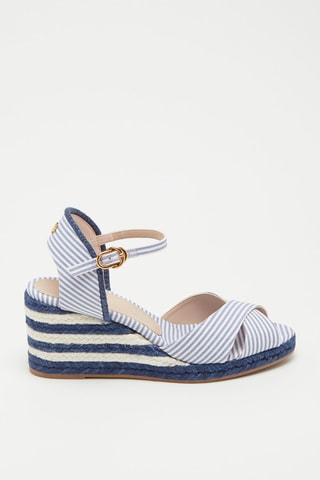 Sandalias de cuña Mirela - 
Blanco y azul marino