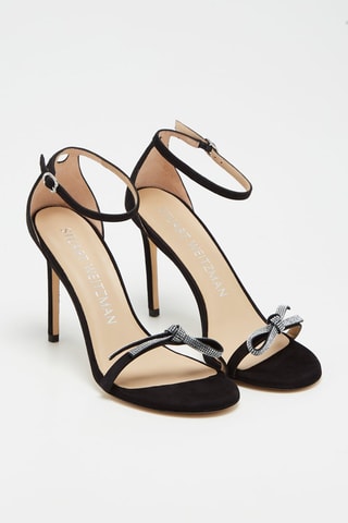 Sandalias de piel caprina nobuk de tacón Nudist Sw Bow 100 San - Negro