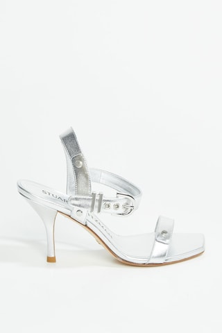 Sandalias de piel caprina de tacón Maverick - Plateado