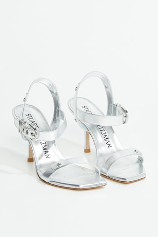 Sandalias de piel caprina de tacón Maverick - Plateado