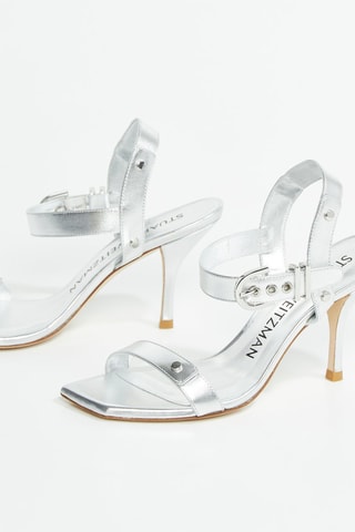 Sandalias de piel caprina de tacón Maverick - Plateado