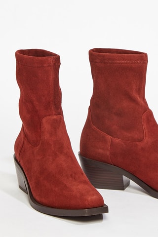 Botines de piel caprina Miley - Rojo teja