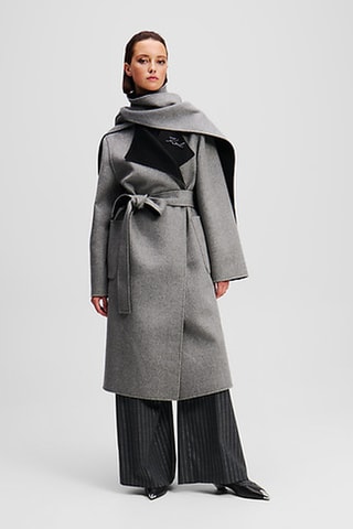 Manteau réversible en laine - Gris clair et noir