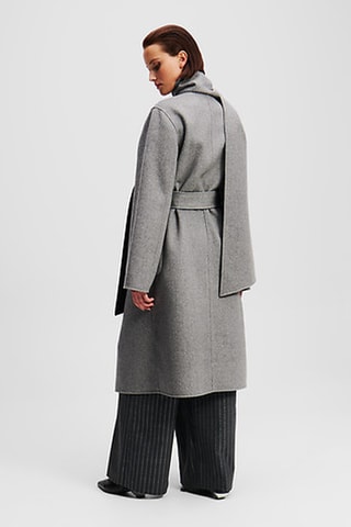 Manteau réversible en laine - Gris clair et noir