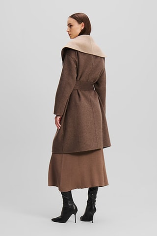 Manteau réversible en laine - Marron et beige