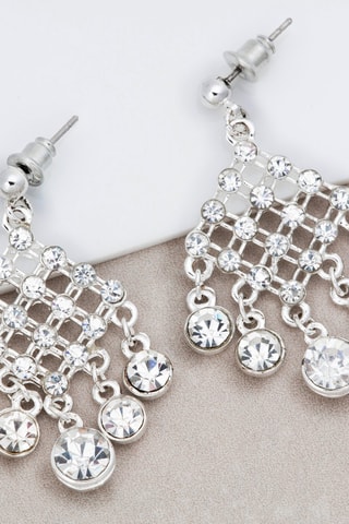 Boucles d'oreilles argentées à l'argent fin - Cristal véritable