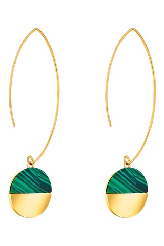 Boucles d'oreilles dorées à l'or fin jaune Uruka Steel - Malachite