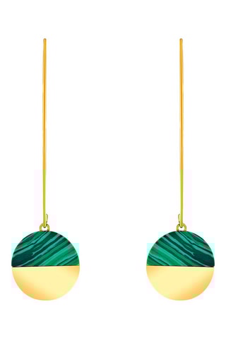 Boucles d'oreilles dorées à l'or fin jaune Uruka Steel - Malachite
