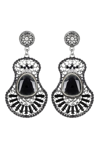 Boucles d'oreilles pendantes - Argenté et noir
