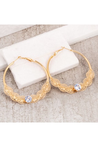 Boucles d'oreilles dorées à l'or fin jaune Arolena Crystal