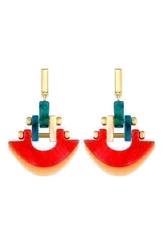 Boucles d'oreilles Wisconsin - Doré et rouge