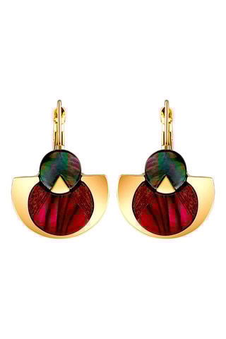 Pendientes bañados en oro fino amarillo Tanzania cherry - Nácar y madera