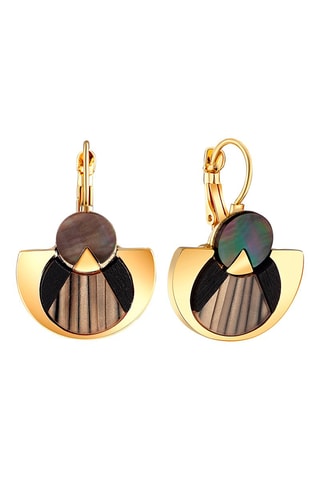 Boucles d'oreilles dorées à l'or fin jaune Tanzania natural - Nacre et bois