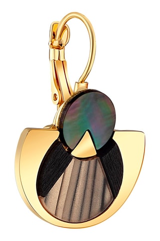 Boucles d'oreilles dorées à l'or fin jaune Tanzania natural - Nacre et bois