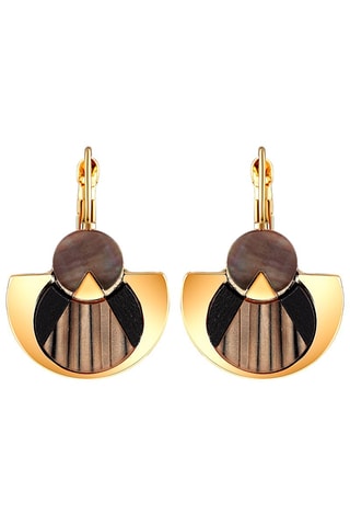 Boucles d'oreilles dorées à l'or fin jaune Tanzania natural - Nacre et bois