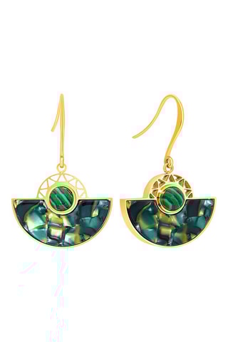 Boucles d'oreilles dorées à l'or fin jaune - Malachites Tanzana
