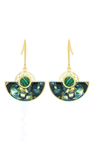 Boucles d'oreilles dorées à l'or fin jaune - Malachites Tanzana