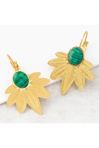 Boucles d'oreilles dorées à l'or fin jaune Natulis - Malachites