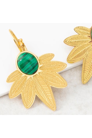 Boucles d'oreilles dorées à l'or fin jaune Natulis - Malachites