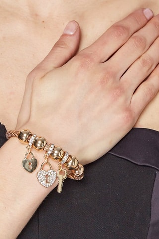 Bracelet doré à l'or fin jaune Heart Key