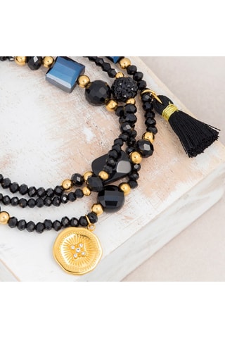 Bracelet doré à l'or fin jaune Ofelie - Onyx noir