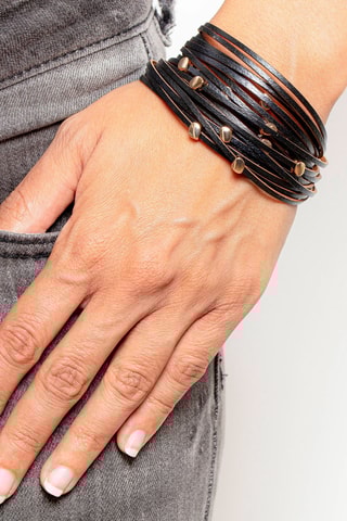 Bracelet doré à l'or fin jaune Lino - Cuir