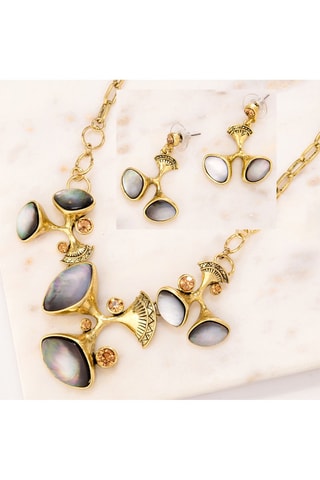 Parure dorée à l'or fin jaune - Nacre