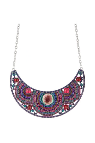 Collier plastron Assamao - Argenté et multicolore