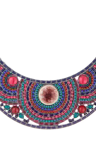 Collier plastron Assamao - Argenté et multicolore