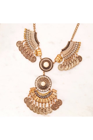 Collier doré à l'or fin Merinas - Pierres de roche et howlite