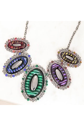 Collier plastron Marcassi - Argenté et multicolore