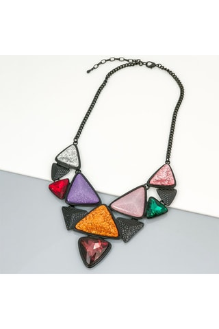 Collier plastron Teoda - Noir et orange