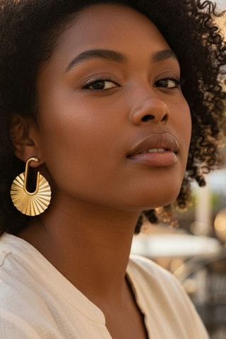 Créoles dorées à l'or fin jaune Kyotis - Doré