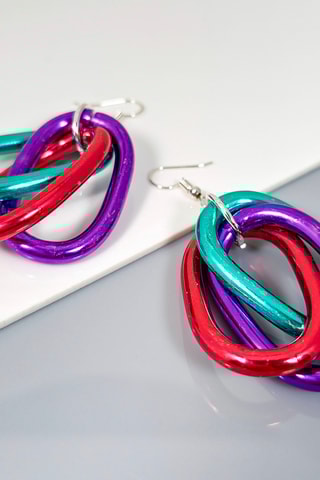 Boucles d'oreilles Rock Chain - Argenté et rouge