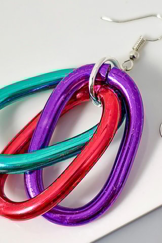 Boucles d'oreilles Rock Chain - Argenté et rouge