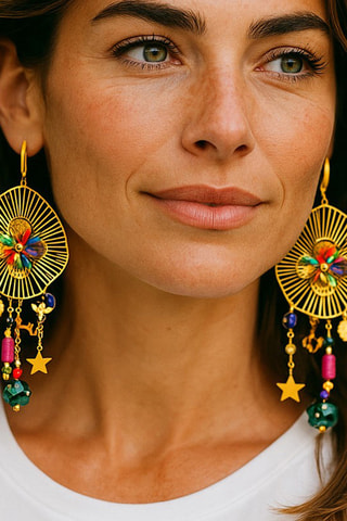 Boucles d’oreilles dorées à l’or fin jaune Flor y amor