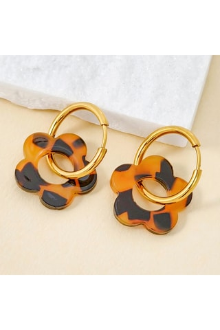 Créoles dorées à l'or fin jaune Flower Drunk