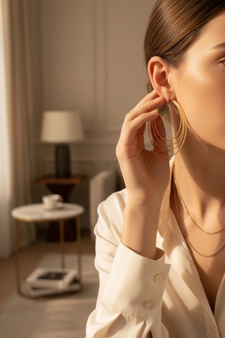 Créoles dorées à l'or fin jaune Eosol