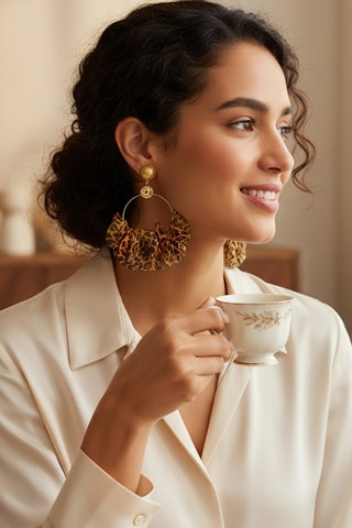 Boucles d’oreilles dorées à l’or fin jaune Panther Bouquet