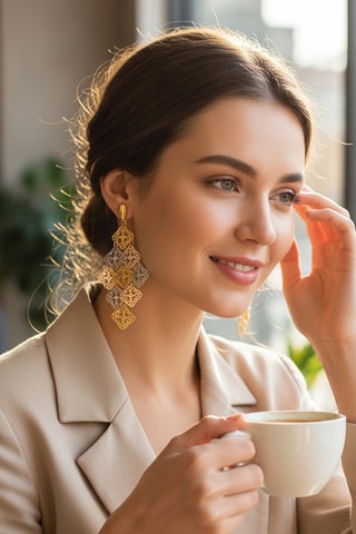 Boucles d’oreilles dorées à l’or fin jaune Belize